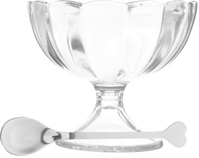 Baluue Coppa Gelato Trasparente in Plastica Riutilizzabile Ciotola Dessert Creativa per Yogurt Insalata e Frutta Leggera e Facile da Pulire per Casa e Feste Riutilizzabile