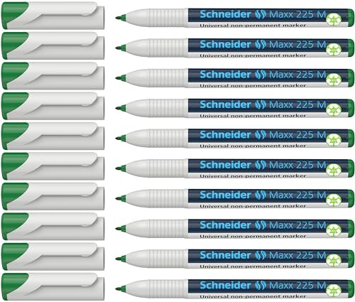 Schneider Maxx 225 M Universal-Marker (non-permanent, feucht abwischbar, 1,0 mm) 10er Packung grün