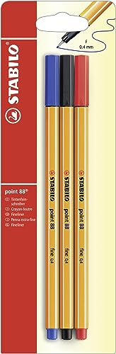 STABILO - Fineliner - point 88-3er Pack - rot, blau, schwarz