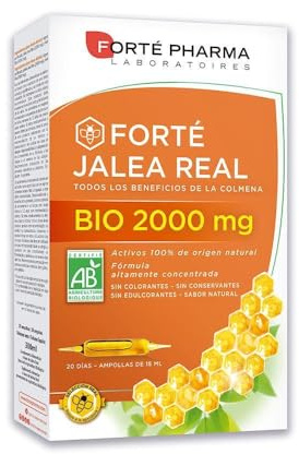 Forté Pharma Forté Jalea Real Bio 2000 mg 20 Ampollas | Vitalidad Diaria | Con 2000 mg de jalea real Bio y miel Bio para ayudar a mantener la energía y la vitalidad de forma natural. Ampollas bebibles