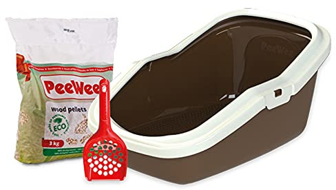 PeeWee EcoMinor - Bac à Litière - Kit de départ - Marron/Ivoire