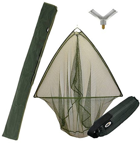 42 CARP PIKE FISHING LANDING NET WITH FLOAT & METAL BLOCK + STINK BAG NGT