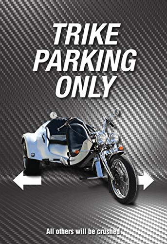 Schatzmix Blechschild Motorrad Trike Parking only graues Metallschild Wanddeko 20x30 tin Sign