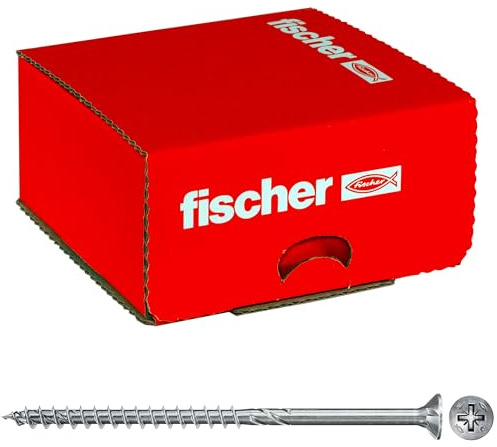 fischer - Tornillos para madera, cabeza avellanada 6,0x100 mm, Caja 100 uds