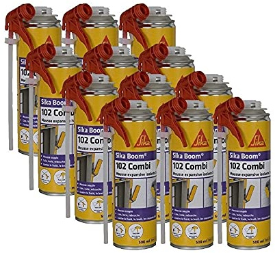 Lot de 12 mousses polyuréthanes expansives SIKA Sika Boom 102 Combi - 500ml