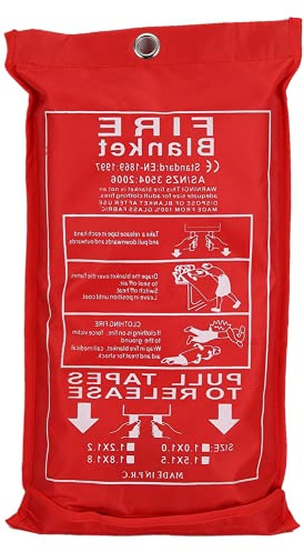 Mxtech Couverture Anti-feu, Couverture d'extinction d'incendie Ignifuge réutilisable de Cuisine, Cuisines pour Voiture de Restaurants de Bureaux(1mx1m)