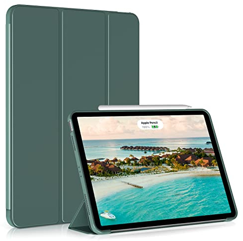 ZOYU Hülle für iPad Air 11 Zoll (M4/M3/M2) & iPad Air 10,9 Zoll 5./4. Gen | Für iPad Air 11 2026/2025/2024, iPad Air 10,9 5/4 Gen 2022/2020, Auto Schlafen/Wachen, Slim Silikon Schutzhülle, Dunkelgrün