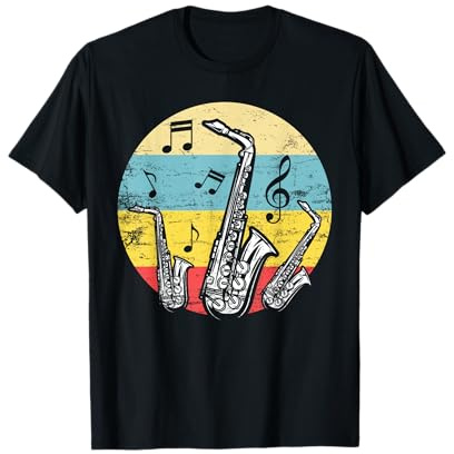 Saxo Jazz Notes De Musique Retro Saxophone T-Shirt