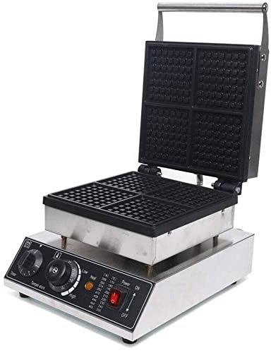 HSRG Electric Waffle Maker Machine, 2000W Commercial Stainless Steel Square Waffle Maker, Non-Stick Coating & Easy Clean, 50~300℃ Temperature and Time Control
