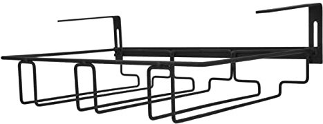 Wakects Porta Bicchieri Sospeso Portabicchieri da Parete in Metallo con 3 Binari Supporto per Calice Salvaspazio per Bar Armadietto Design Moderno 35 X 22,5 Cm