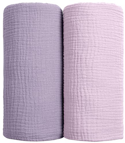 lulumoon Baby Pucktuch Musselin Decke - Baumwolle Dünne Atmungsaktive Babydecke - Baby Swaddle Decke Tücher für Junge und Mädchen 2 Stück 100x100cm(Violett)