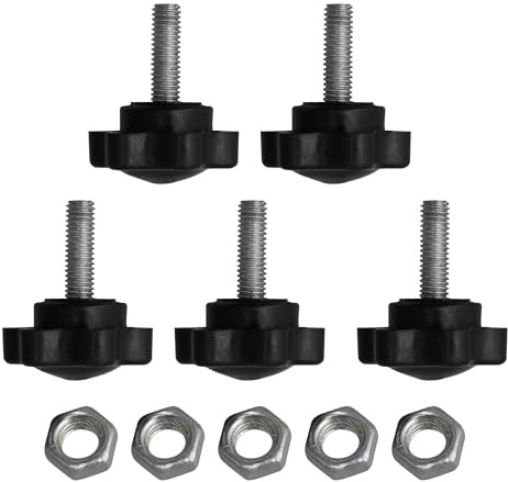 Yibuy 5 Stück Klemmschraube Knauf Sternform M5 x 16 mm Hardware für Notenständer Schwarz