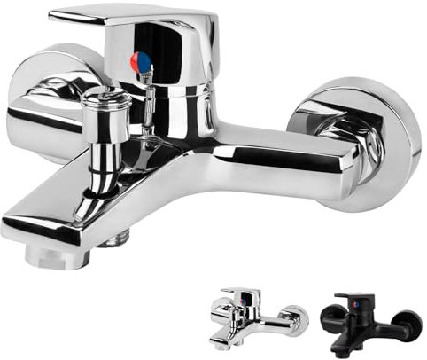 Rubinetto Vasca Monocomando da Bagno Miscelatore Esterno per Doccia - Argento (No Doccia Inclusa)