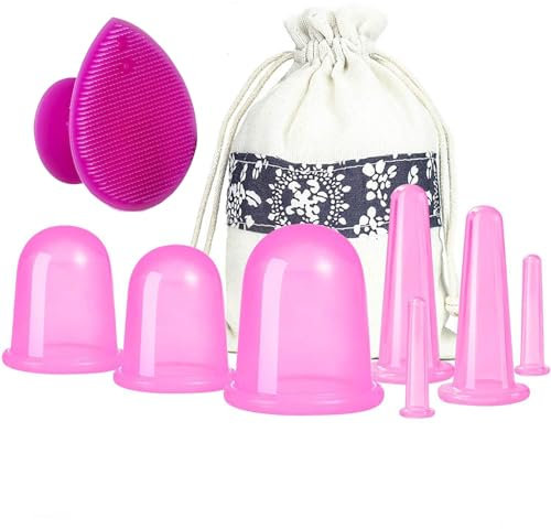 Juego De Terapia De Ventosas De Silicona, Juego De Ventosas Faciales De 8 Piezas, Terapia De Ventosas, Ventosas De Silicona Copa Anti Celulitis para Masaje, Ventosas Al Vacío, Ventosas De Celulitis