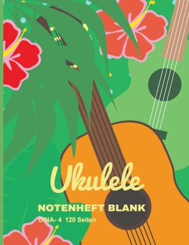 Ukulele Notenbuch:: Leeres Notenheft zum Ausfüllen mit Tabulatur, Akkordboxen und Liedtextzeilen für Ukulele Lieder | 8,5 x 11 (ähnlich DIN-A4)| 120 Seiten