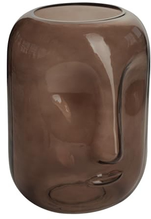 Sandra Rich Glasvase Modern Face 25cm BRAUN. Blumenvase aus Glas, Moderne Vase mit Gesicht, Dekoration für Zuhause, 19018-25-73