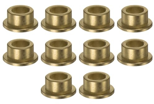 sourcing map 10pcs Flange Sleeve (Plain) Bearings 8mm Bore x 12mm OD x 8mm Length, Self-Lubricating Sintered Bronze Bushings