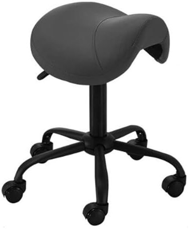 Ergonomischer Sattelhocker, höhenverstellbarer drehbarer Rollstuhl – Salon Clinical Tattoo Dentist Clinic Hocker, Spas, Salons,Schwarz,with backrest