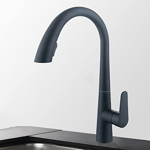 Küchenarmatur mit herunterziehbarer Brause, Küchenarmaturen um 360 Grad drehbar, Einhebelmischer, Einzelloch, 2 Ausläufe, herausziehbarer Küchenspülen-Wasserhahn, gemischter Warm- und Kaltwasserhahn,