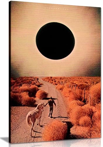Gerahmter Leinwanddruck, Motiv Pferd auf der Straße, Bilder für Wände, Schlafzimmer, Wohnzimmer und Badezimmer, 46 x 31 cm
