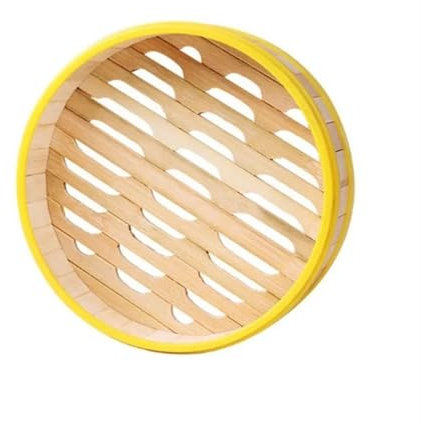 Hohota Multi-Size Natural Bamboo Steamer for Dumpling with Lid Home Steaming Grid Rice Dim Sum Basket Kitchen Cooking Accessories(6 Inches)