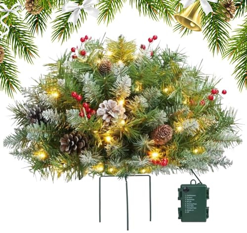 Christmas Tree Filler - Christmas Planter Decorations | Pre-Lit Tree with Stand | LED Lights | Outdoor Illuminated Planter Filler for Christmas Holidays Outdoor