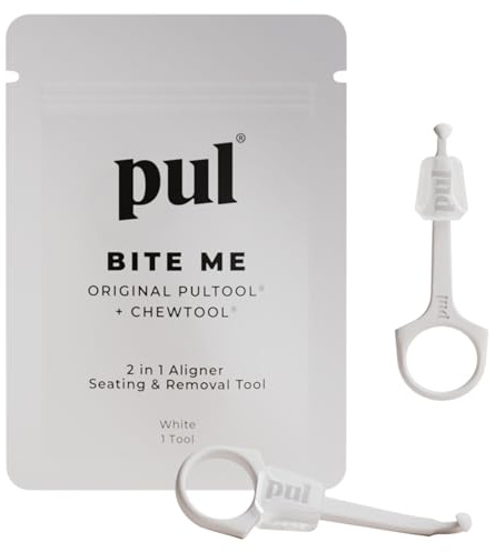 PUL 2-in-1 Aligner Removal Tool and Chewies for Invisalign Aligners, Retainers and Trays - Patented Invisalign Remover Tool for Easy Removal & Secure Fit - Pack of 2, White