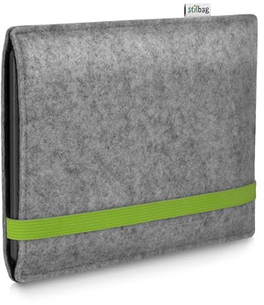 Stilbag Leon Étui de protection en feutre pour liseuse Amazon Kindle Paperwhite Kids – Couleur : gris clair/citron vert – Fabriqué en Allemagne