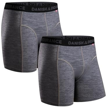 DANISH ENDURANCE Merino Wool Boxers, Optional Fly, 2-pack | Merino Wool Trunks, Sweat-Wicking & Odour-Resistant with Optional Fly & Chafe-Free Seams for Hiking & Training