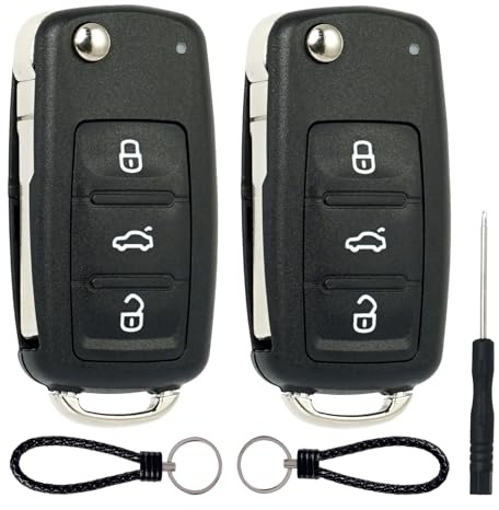 SUPALAND 2 Stück Autoschlüssel Gehäuse für VW Polo Golf Passat Jetta Beetle Scirocco EOS Touran Tiguan Caddy Sharan T5 UP Skoda, Fernbedienung Auto Schlüsselgehäuse, 3 Tasten mit Schlüsselschwert