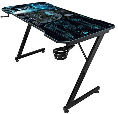 Subsonic - Bureau Gaming Ergonomique Finition Carbone avec Tapis de Souris XXL Batman pour PC Gamer - Licence Officielle