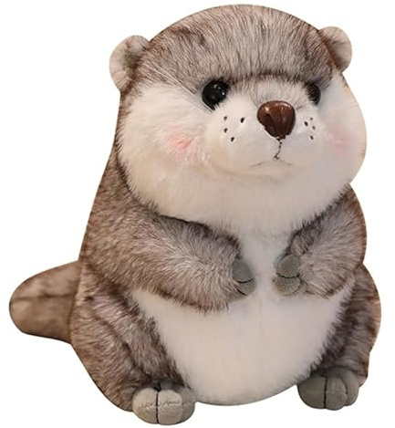 AQCQDQ Otter Plüschtier, Otter Tierpuppe Kuscheltier Geeignet, Realistische Otter-Plüschtiere Superweiche Kleines Kuscheltie, Geschenk Spielzeu für Kinder (20 cm)