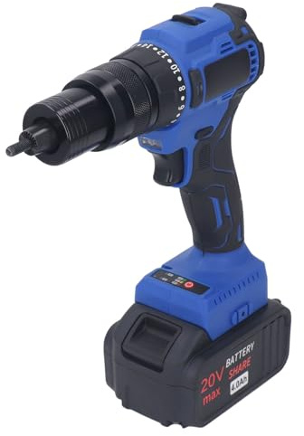 Lazmin112 Pistola de Remaches Inalámbrico, Conjunto de Herramientas de Remaches Eléctricos LED Torsión Reversible Ajustable M5 M6 Aplicación de Amplio Automático de Amplio AC de 100‑240V para