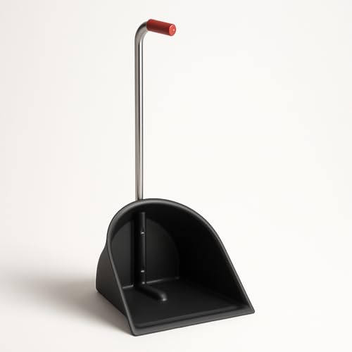 ERPINA® Bollensammler 80cm schwarz - robuste Bollenschaufel mit viel Volumen für Pferdehalter, Landwirte & Stallbetreiber - ideal zum schnellen Aufsammeln von Pferdeäpfeln & Mist + Forke Mistschaufel