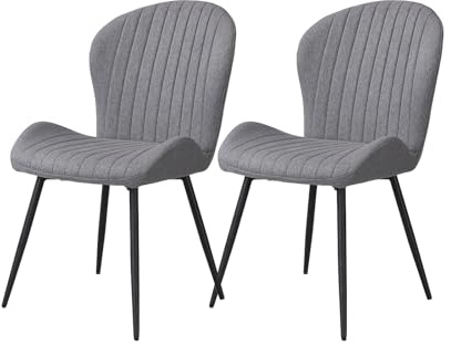 JoyyeSpace Esszimmerstühle 2er Set, Küchenstuhl, Stuhl Esszimmer Wohnzimmer, Ergonomischer Sessel, Armlehnstuhl, Polsterstuhl, Metallbeine, für Esszimmer, Wohnzimmer, Schlafzimmer, Dunkelgrau
