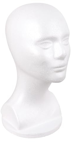 MapofBeauty Male Foam Mannequin Kopf Schaumstoff Perückenkopf Männlich,Weiß | Perücken-Display, Styling-Modellkopf, Ständer