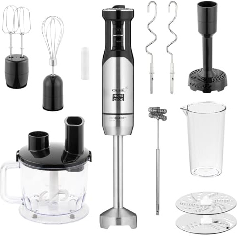 Koliber ROTOMAX X 1400W PRO Stabmixer Set XXL 14in1 Pürierstab 1 5L Zerkleinerer Gemüsereibe Kartoffelstampfer PROBLADE Edelstahl 12 Stufen Turbo Soft Touch BPA frei Küchenmixer