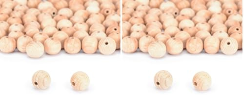 Vaessen Creative Unbehandelte Holzperlen, ø 18 mm, 100 Stück, Runde Perlen zum Basteln von DIY handgefertigte Dekorationen Schmuck Handwerk, Holz (Packung mit 2)