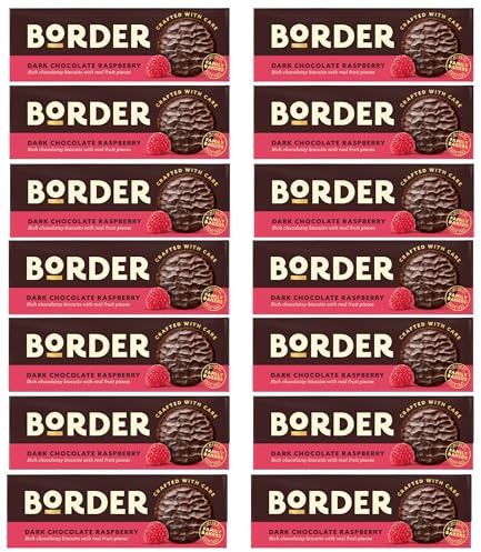 Border Dark Chocolate Raspberry Biscuits 14 x 150g – Luxury Dark Chocolate Biscuits with Raspberry Flavour, Perfect for Gifting, Sharing and Indulgent Moments