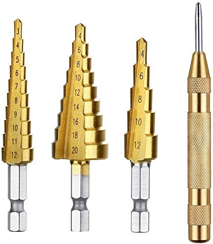 3 pièces Étape Titanium Drill Set Bit;1 Pcs automatique Pointeau Outils de bricolage