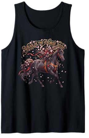 Année du Cheval 2026 Cheval Fleur de Cerisier Nouvel an Chinois Débardeur