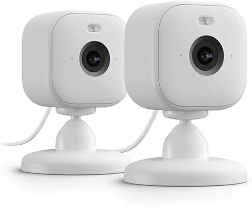 Blink Mini 2 – (New Model,2 cameras) Plug-in smart security camera, HD night view in colour, built-in spotlight, two-way audio, motion detection, works with Alexa — 2 cameras (White)