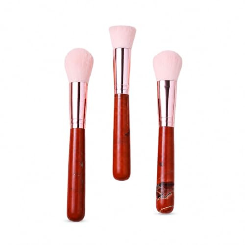 JISADER Stone Handle Makeup Brush Set for Women, Portable Foundation Rouge Powder Brushes