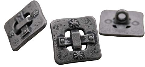silber grau eckige Metall Knöpfe mit Öse Trachtenknopf eher matt 20mm (6 Stück)