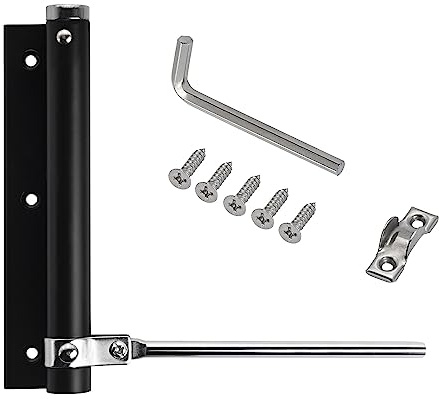 Stahlia Automatischer Türschließer Schwarz (1 Stück) Türdämpfer 55 KG Schließkraft Zimmertür Haustür Gartentor Scharnier Stangentürschließer