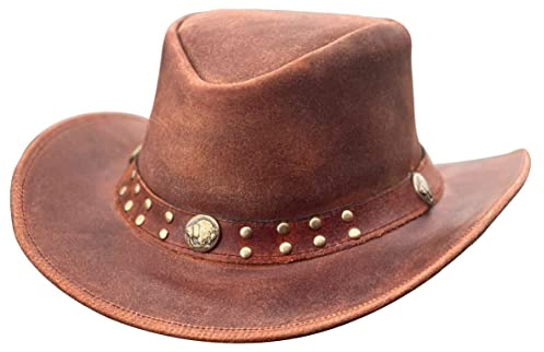Brandslock Sombrero de Estilo Vaquero Australiano de ala Ancha de Estilo para Hombre (Camello, XL)