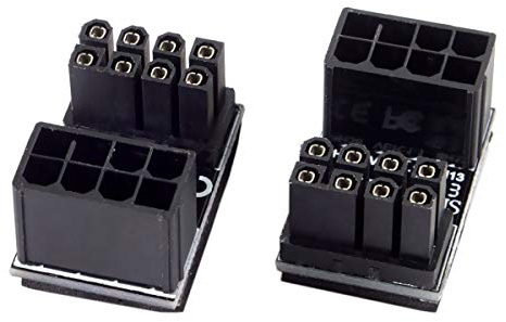 Cablecc ATX Netzadapter, 8-polige Buchse auf 8-poligen Stecker, 180 Grad abgewinkelter Netzadapter für Desktop-Grafikkarte