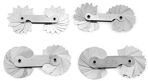 Radius Gauge-4pcs Stainless Steel Radius Fillet Gauge Measuring Tool R0.3-1.5/ R1-6.5/ R7-14.5/ R15-25