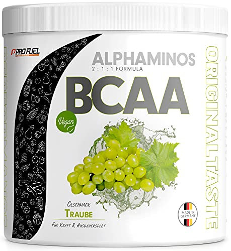 BCAA Pulver 300g TRAUBE - Alphaminos BCAA 2:1:1 Drink mit 8000 mg B.C.A.A. - unfassbar leckerer Geschmack, Essentielle Aminosäuren (EAA) Leucin, Isoleucin & Valin - vegan - laborgeprüft