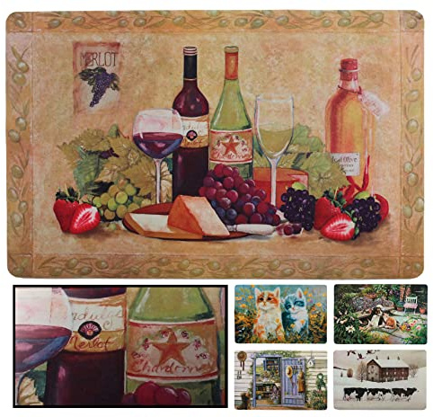 LUCA HOME - Alfombrilla acrílica con Base Antideslizante, Felpudo 51x75 Vino con impresión Muy Realista, Felpudo para Interior de casa y decoración